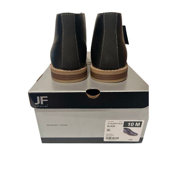 J Ferrar Boots Mens 10 M Gilbert Black Faux Leather Casual Lace Up memory foam - Picture 6 of 7